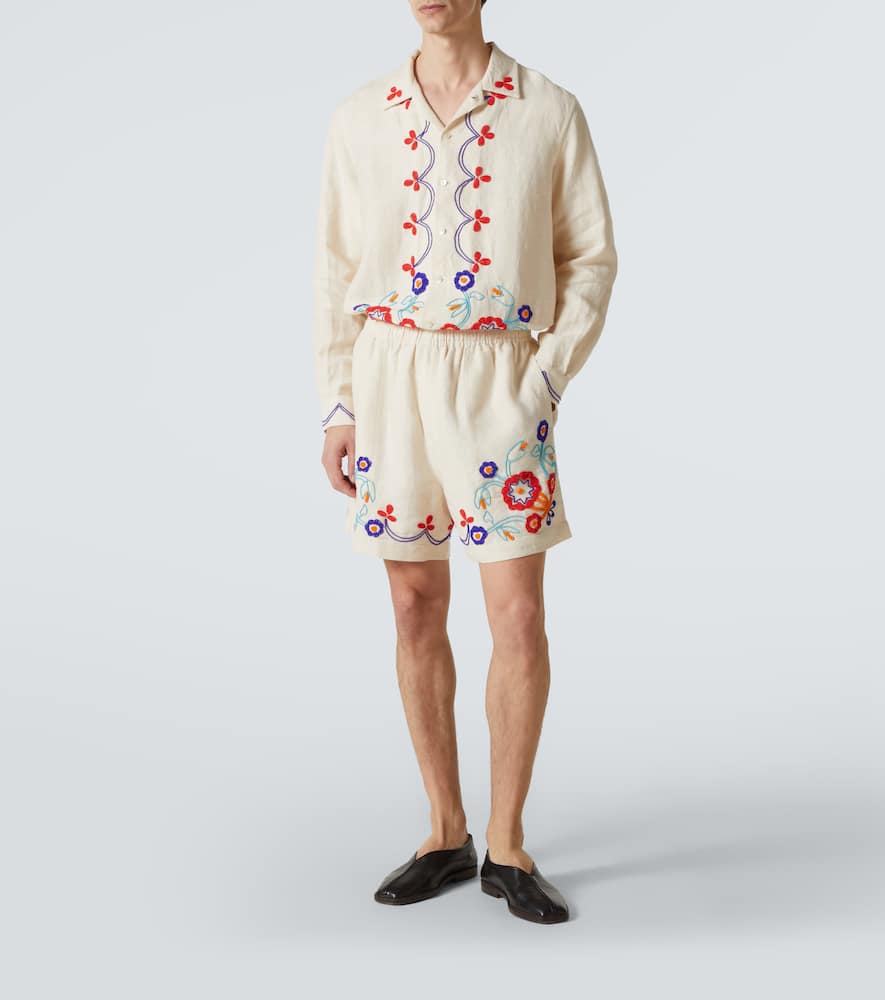 Bode Garden Party beaded linen shorts