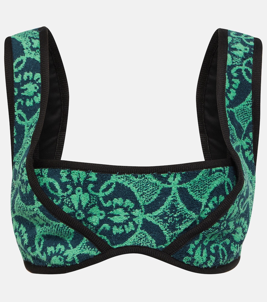 Printed terry bralette