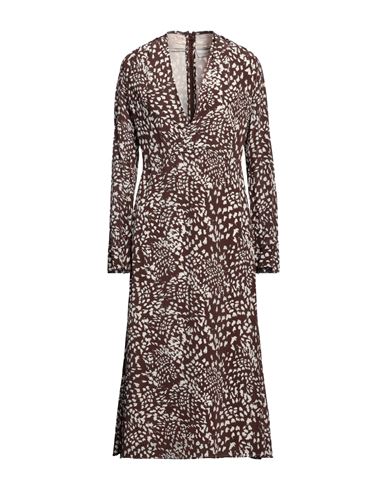 Woman Midi dress Chocolate brown Size 12 Viscose