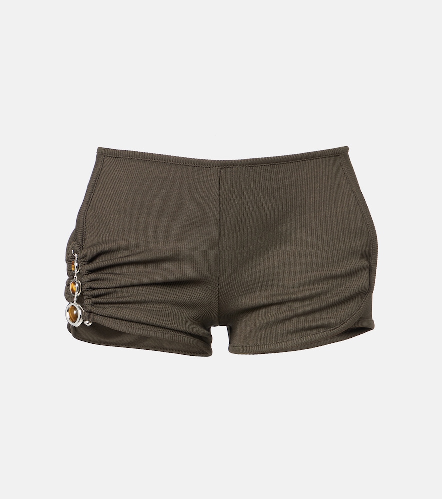 Droplet Crystal embellished ruched shorts
