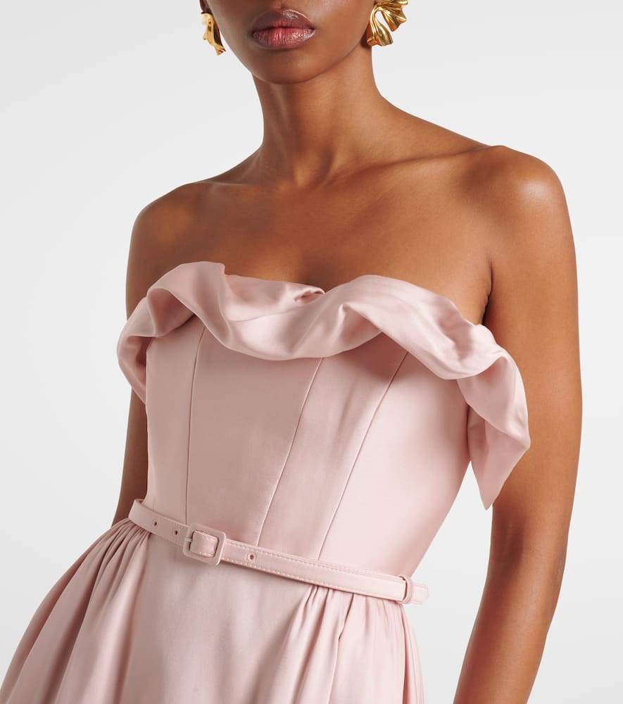Strapless ruffled midi dress