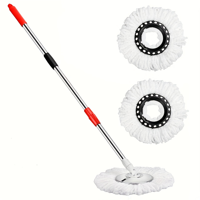 TEMU 360° Rotating Mop Stick, Cleaning Supplies With 3 Microfiber Replacement Heads And 61-inch Adjustable Stainless Steel Handle For Floor Cleaning