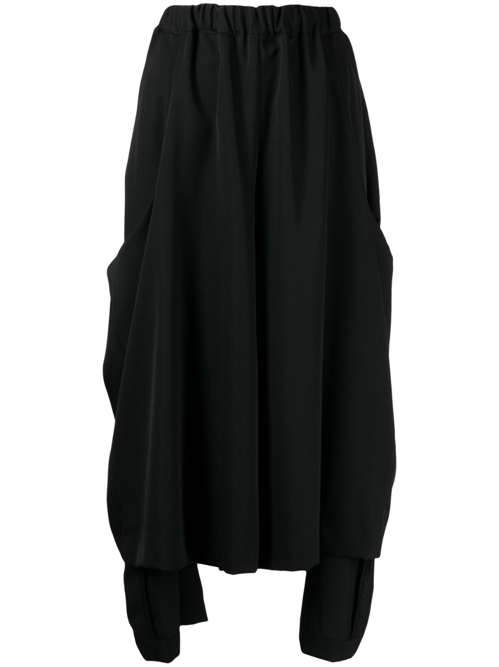 Asymmetric mid-rise cropped trousers - Black