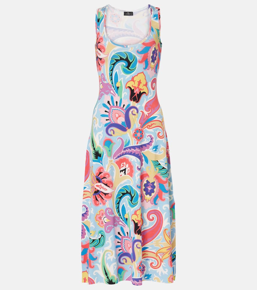 Paisley silk-blend midi dress