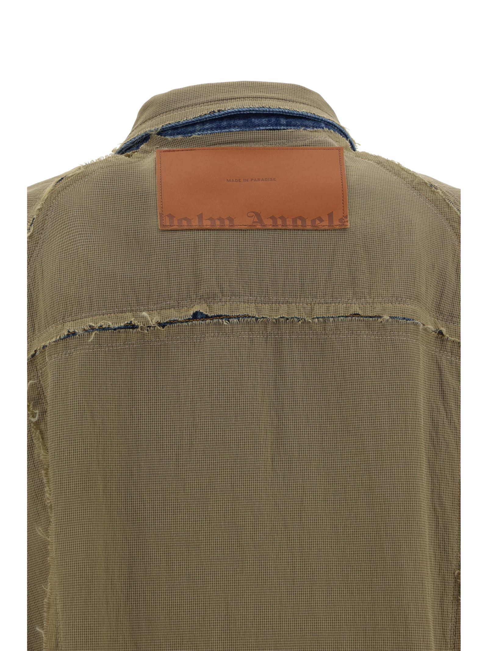 Logo-patch ripstop denim jacket - Brown