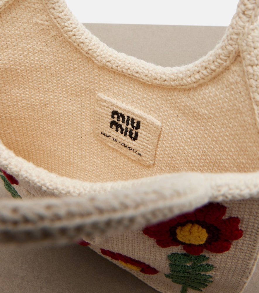Ivy embroidered crochet tote bag