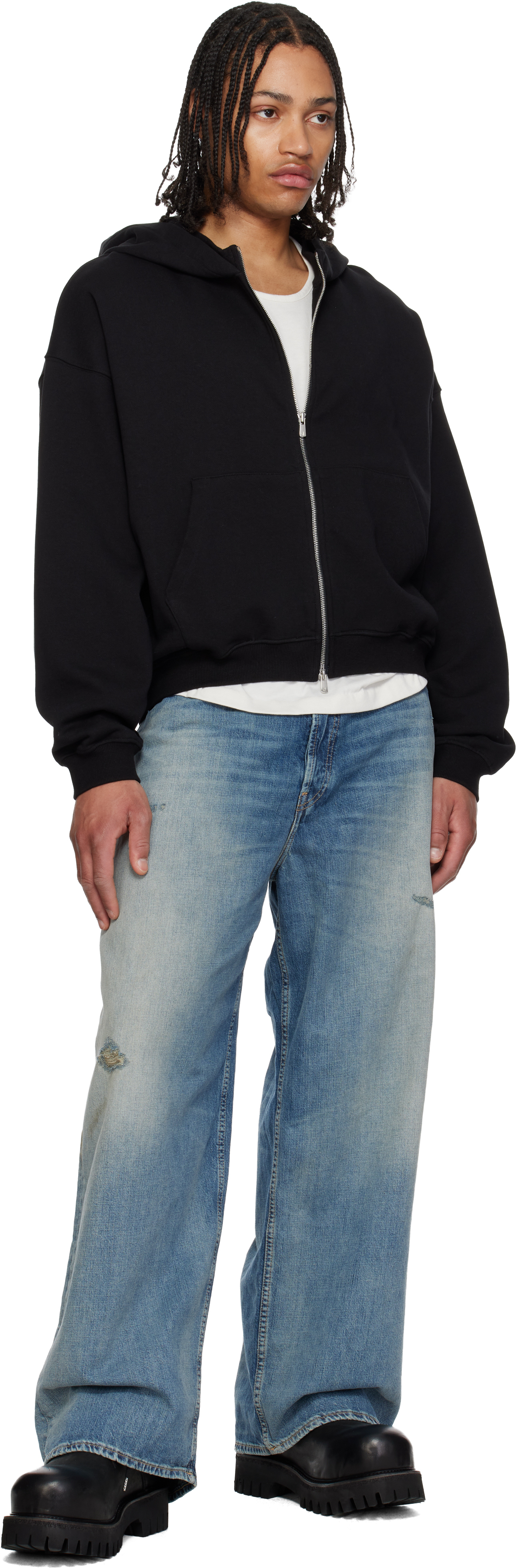 Black RH Zip Up Hoodie