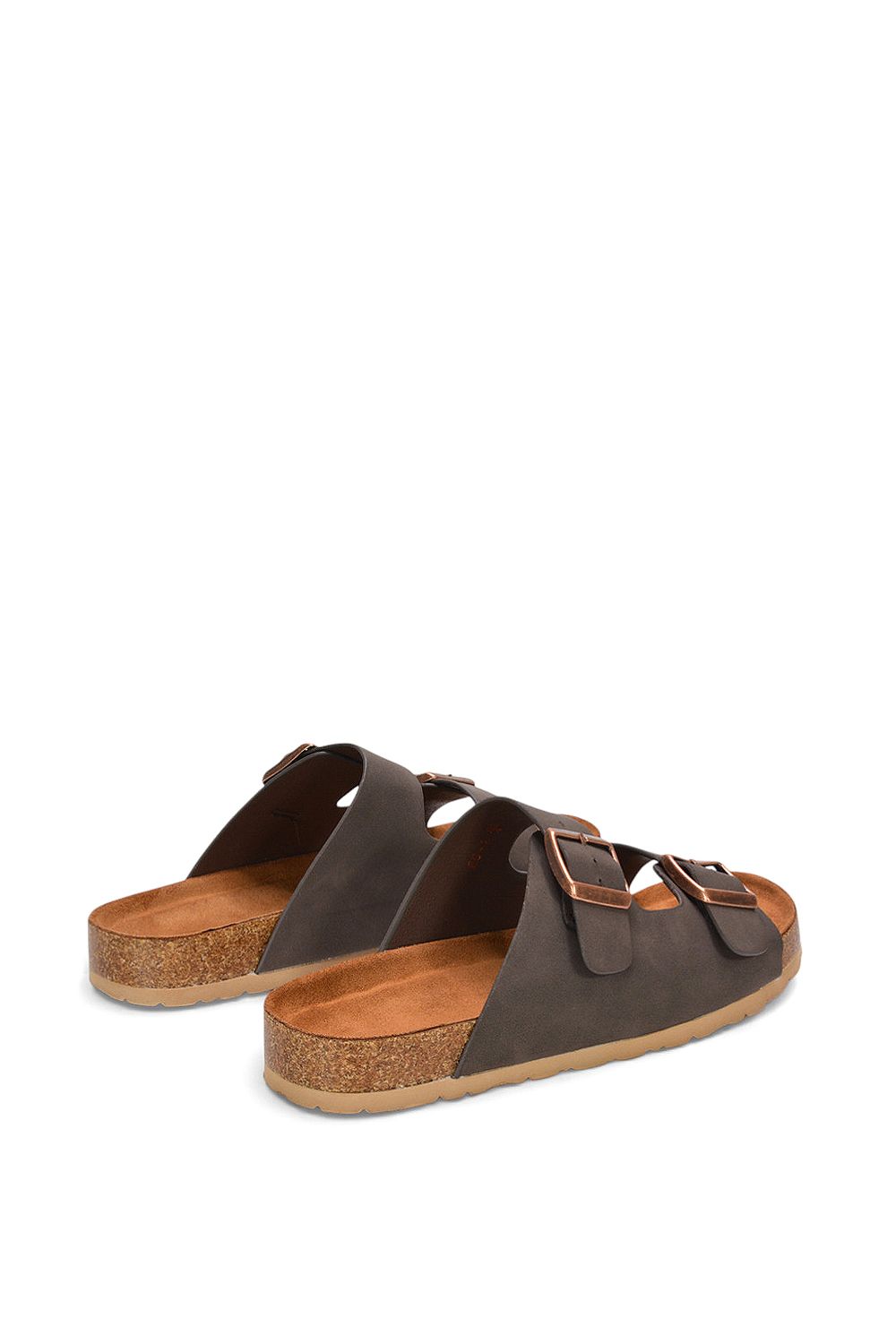 XY London Women's 'Star' Double Strap Buckle Up Summer Slip On Flat Sandals in Brown