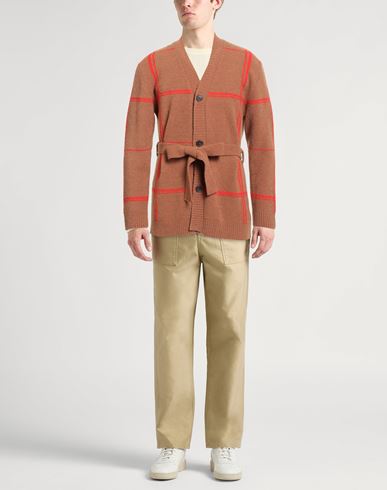 Man Cardigan Camel Size L Merino Wool, Polyamide, Cashmere, Elastane