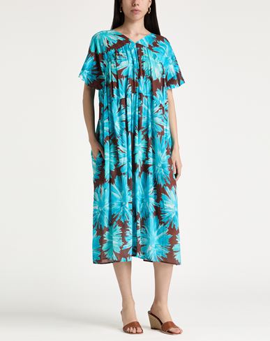 Woman Midi dress Azure Size 8 Cotton