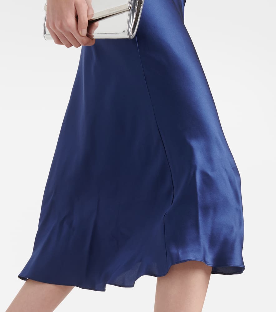 Floral-appliqué silk midi dress