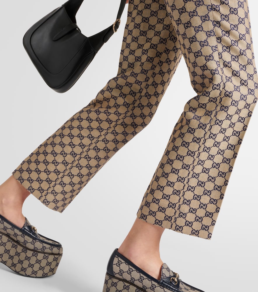 GG canvas linen-blend straight pants