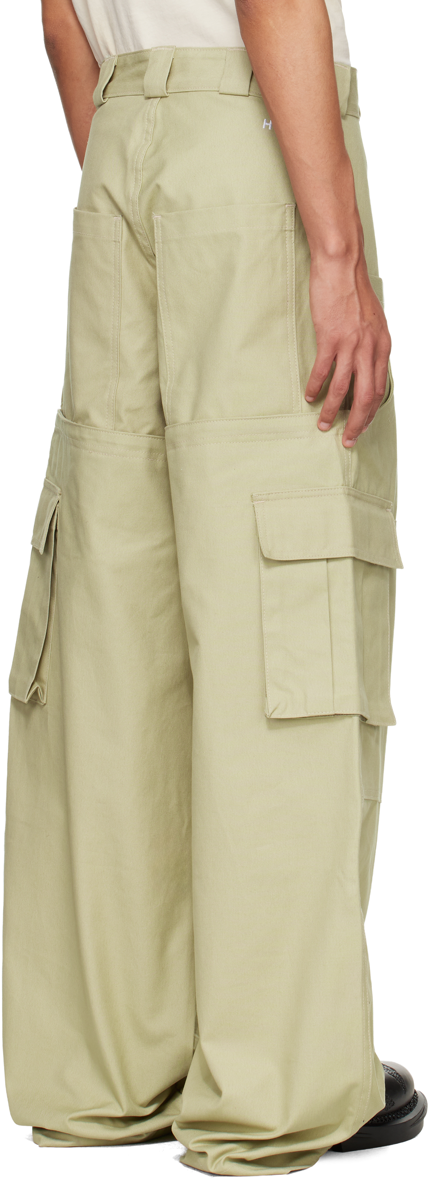 Beige Wide Leg Cargo Pants