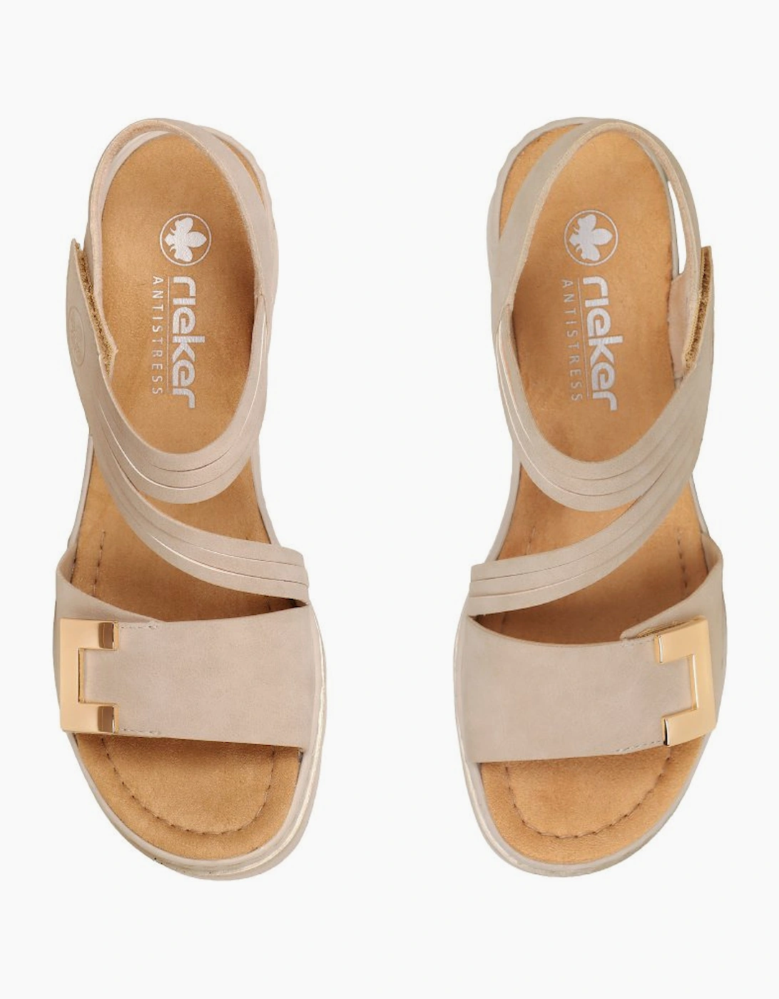 Rieker Women's Haiti Womens Wedge Heel Sandals - Tan