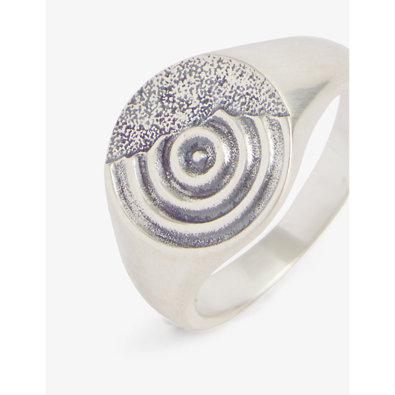 Mens Silver Orbit Engraved Sterling-silver Ring 