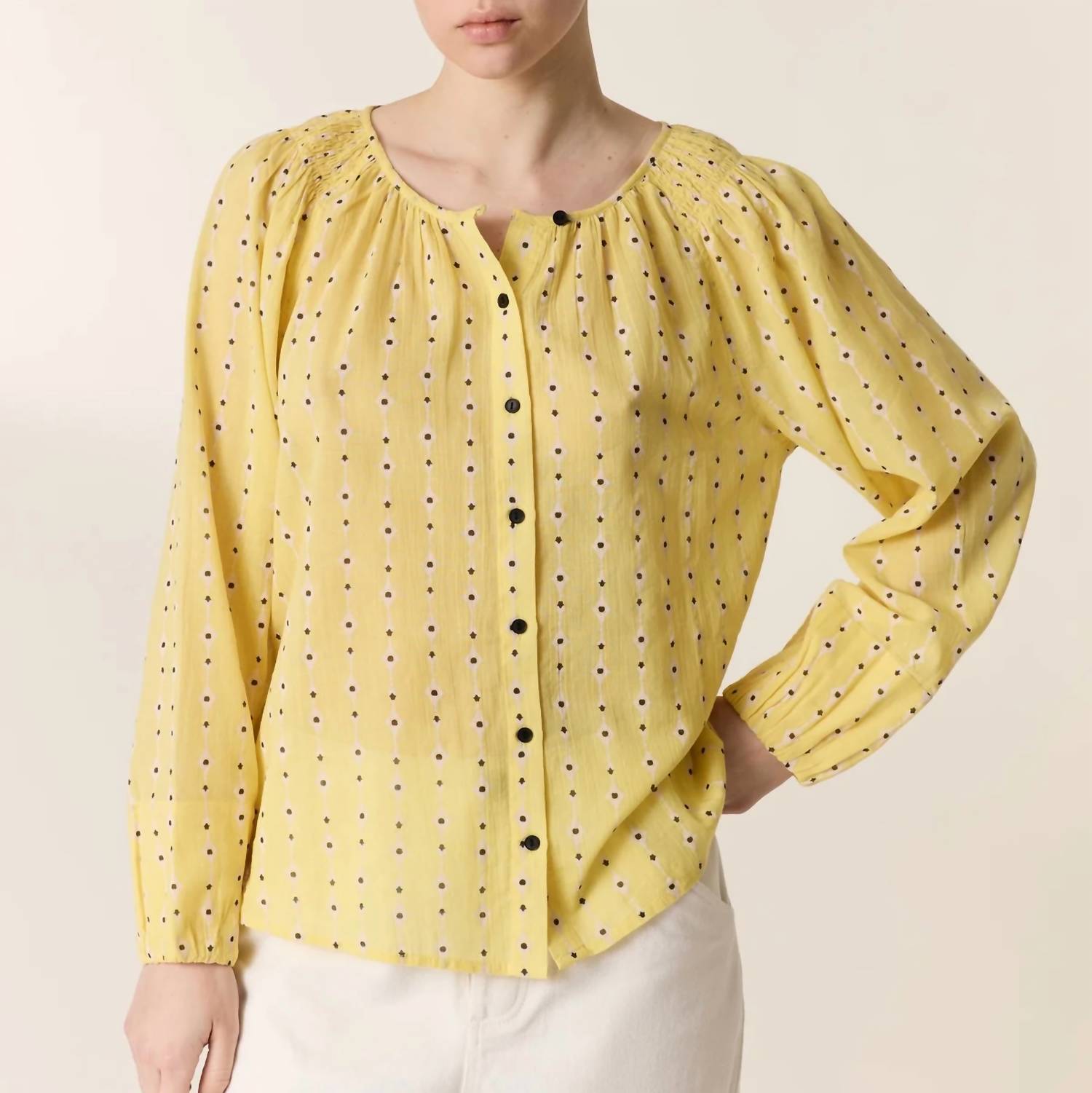 Cody Printed Blouse In Yellow