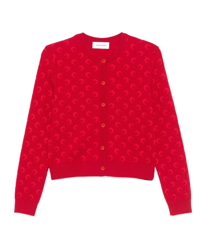 Marine Serre Moon Jacquard Knit Fitted Cardigan