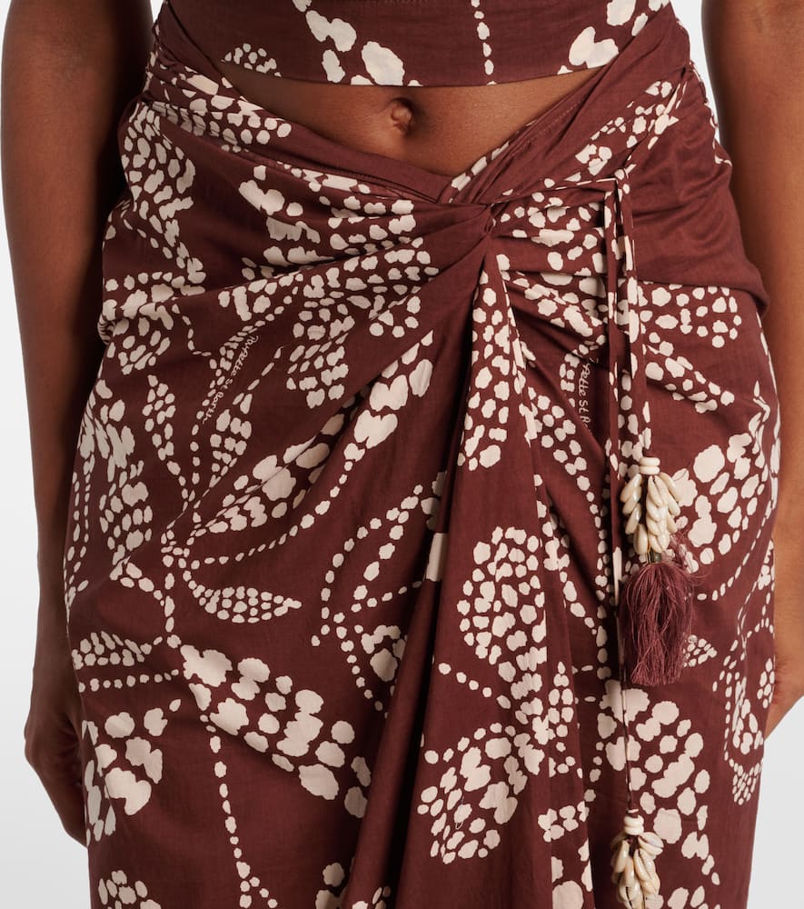 Uma printed cotton midi skirt