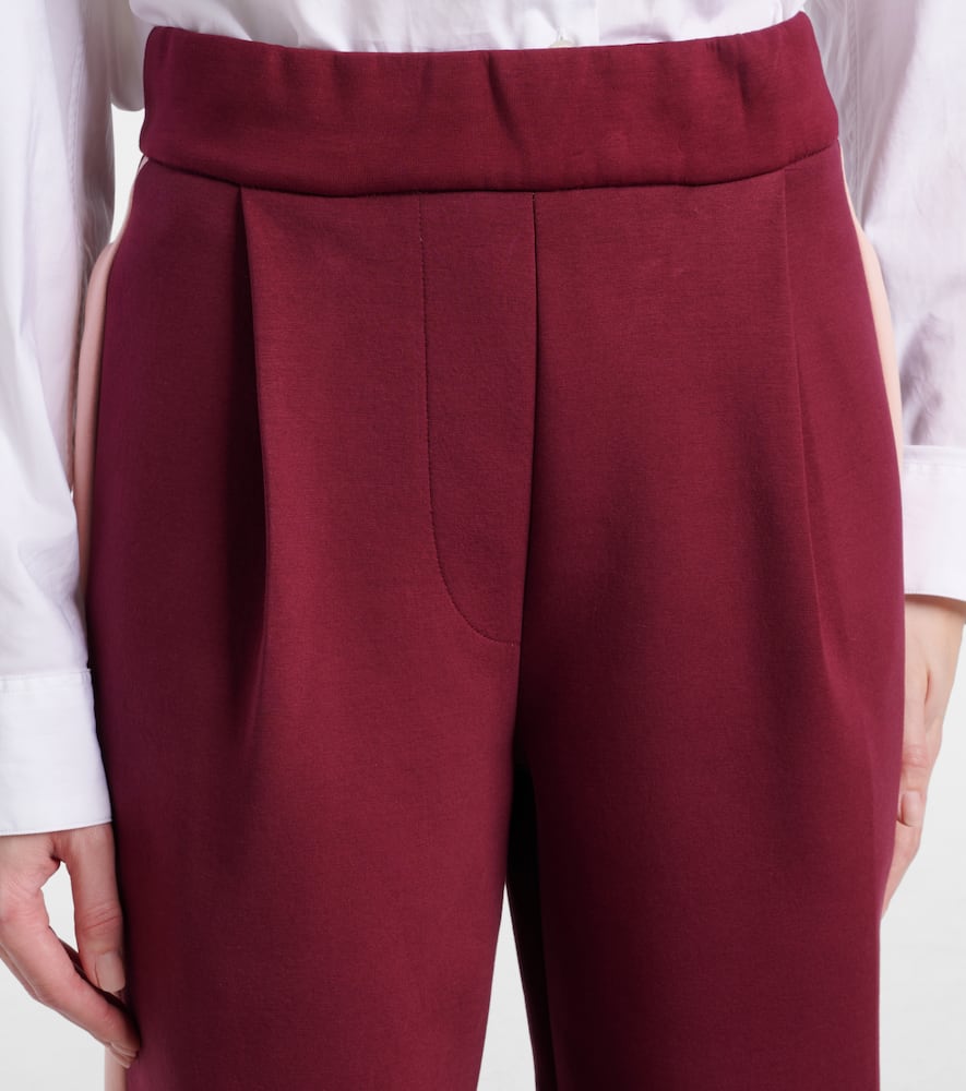 High-rise cotton-blend wide-leg pants