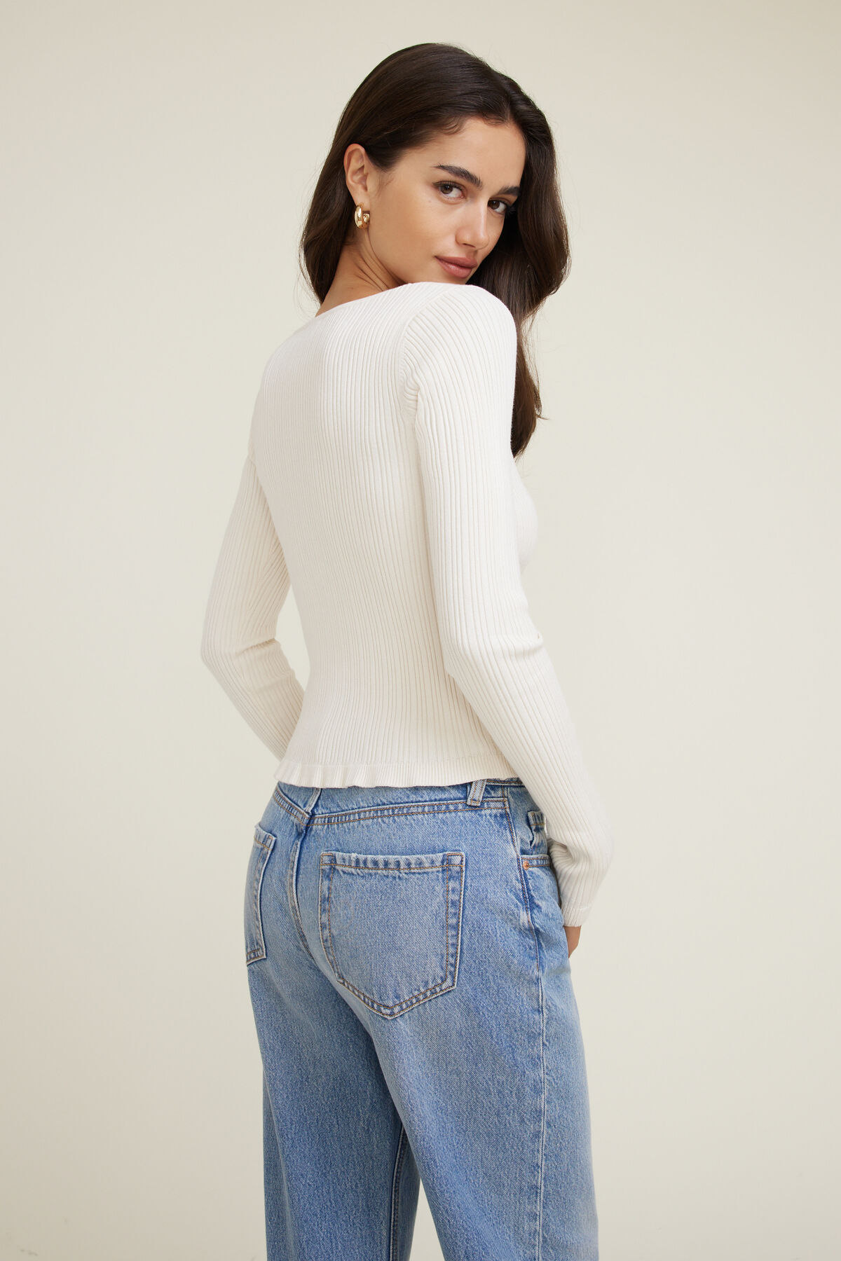 Sally Ribbed Frill Cardigan