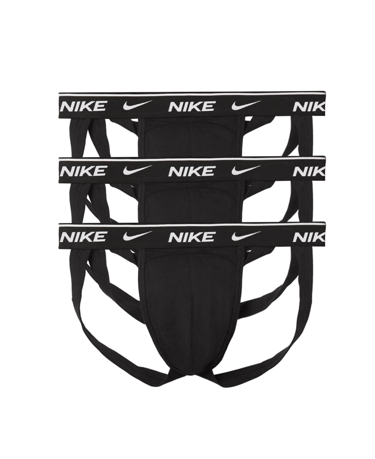 Men's Dri-fit Essential Cotton Stretch Jock Strap Underwear Thongs, 3-Pack - Black