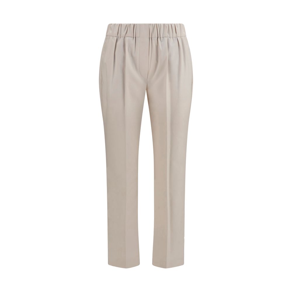 Cotton Casual Trousers — Beige