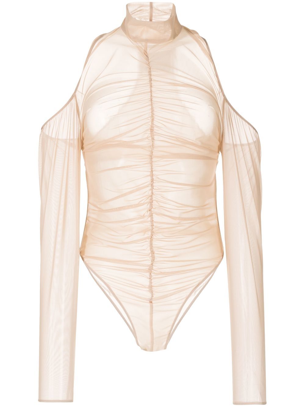 Ruched mesh bodysuit - Brown