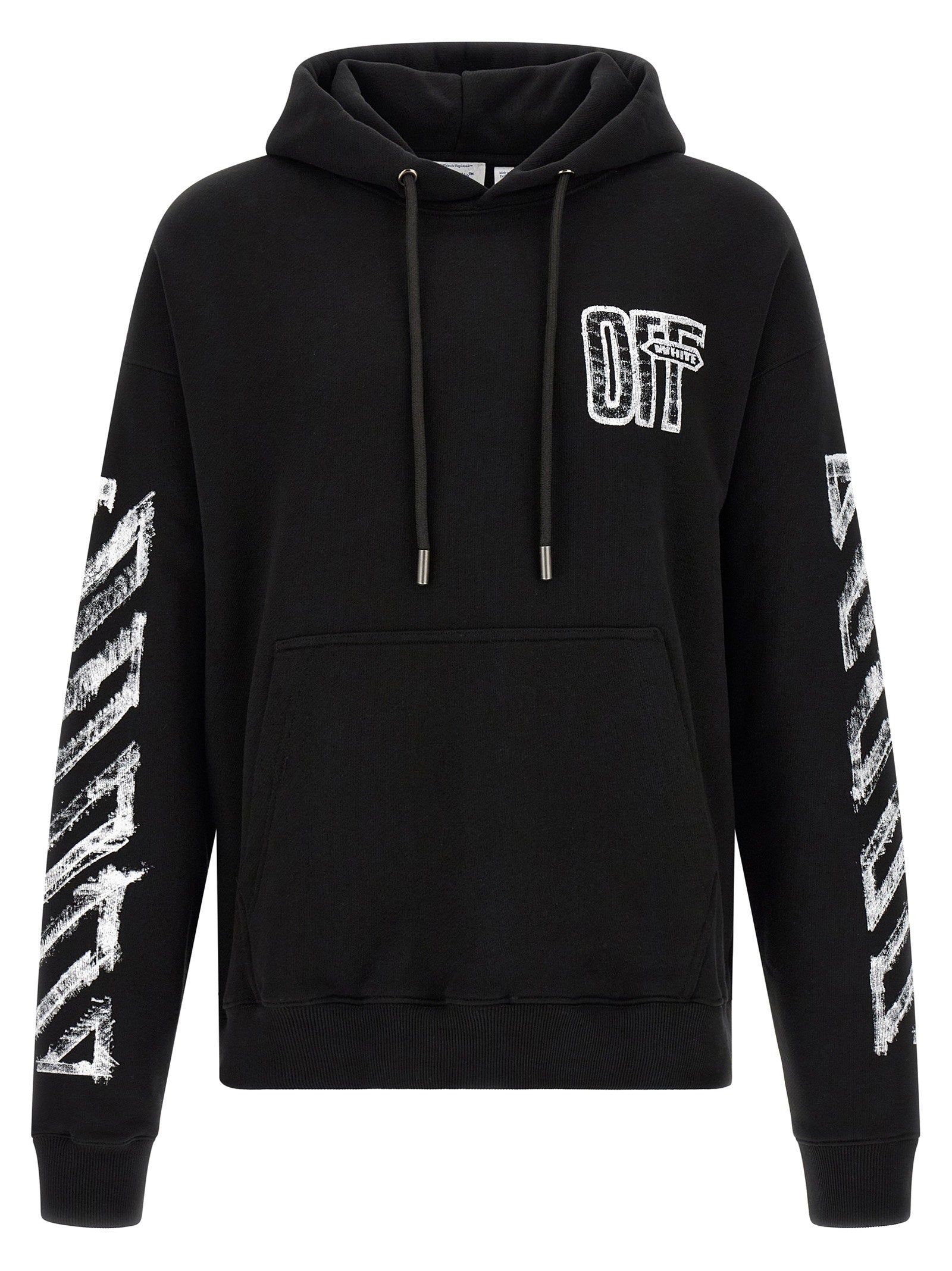 Graphic-Print Cotton Hoodie — Black