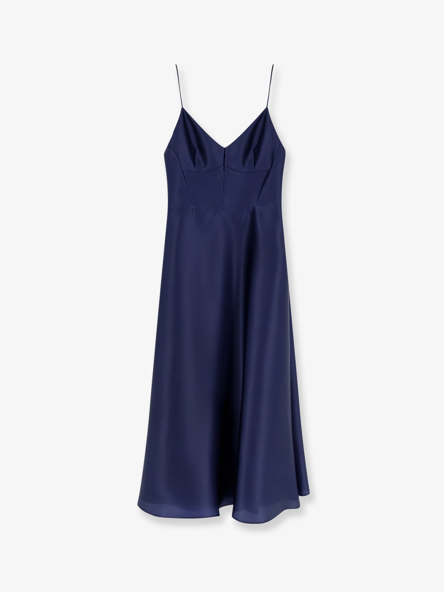 Silk V-Neck Dress — Blue