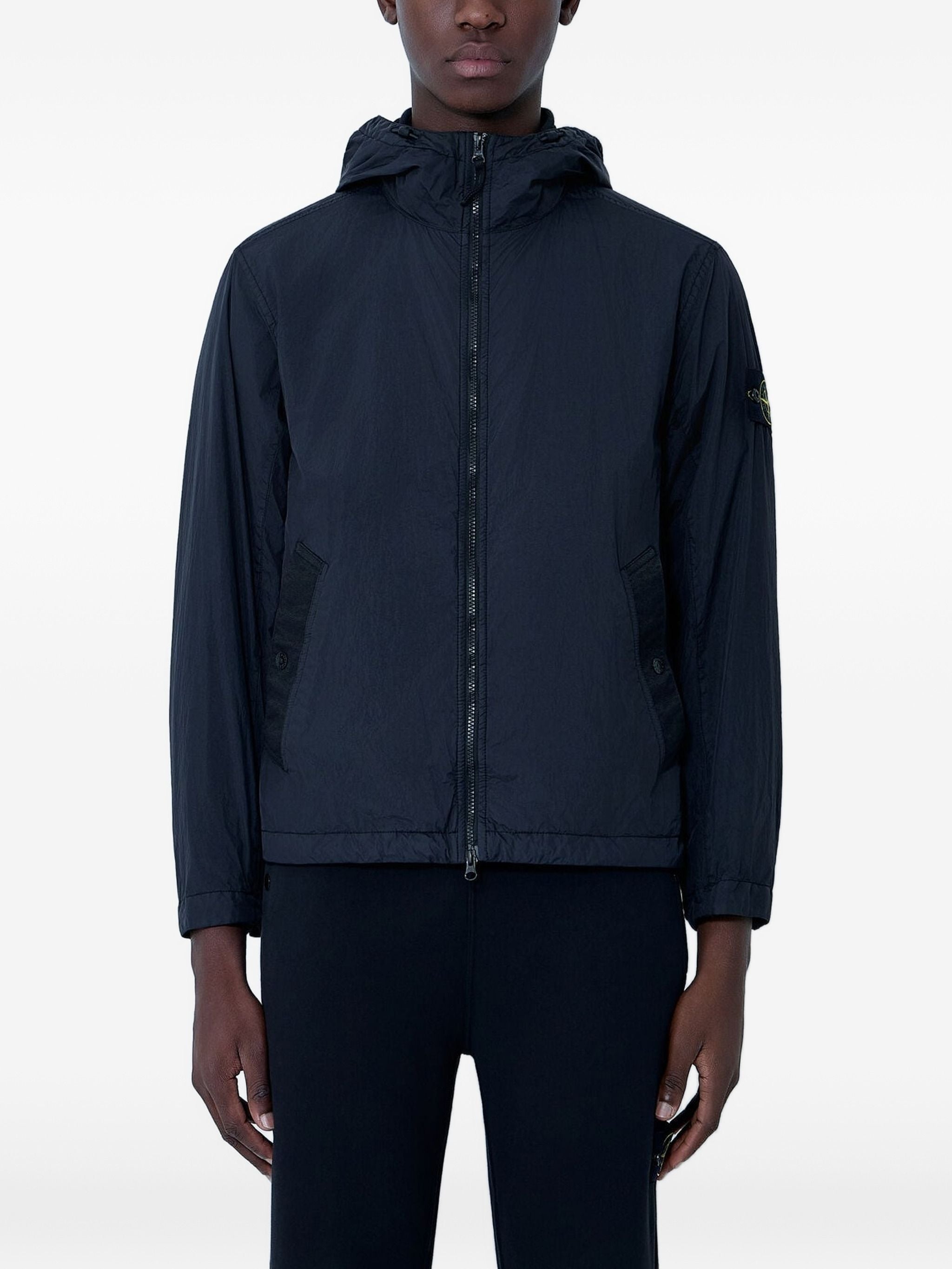 Compass-Motif Hooded Jacket for Men