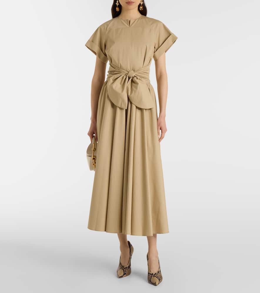 Gathered cotton midi dress