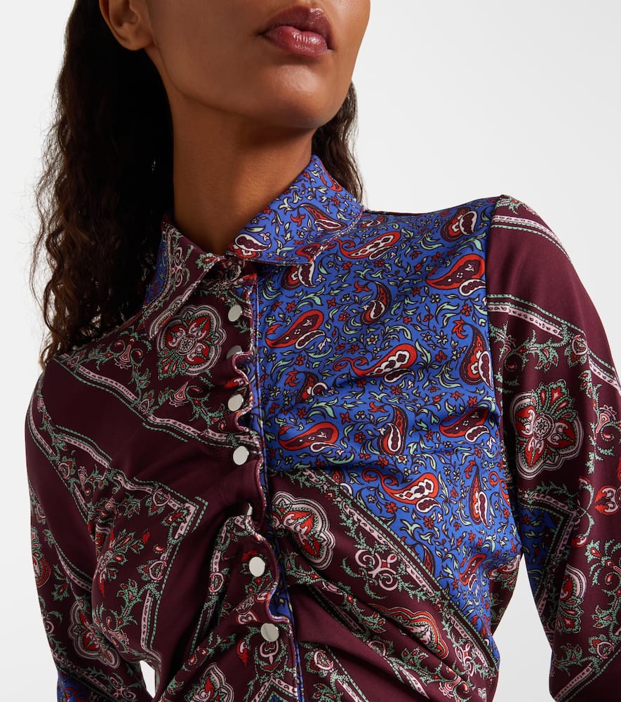 Gathered paisley printed shirt