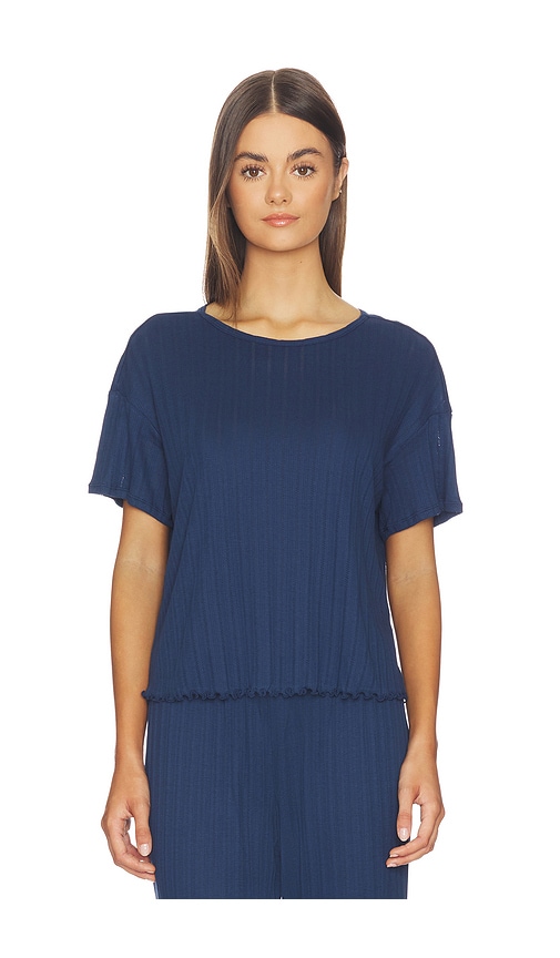 Eberjey Pointelle Short Sleeve Tee in Navy. - M also in L, S