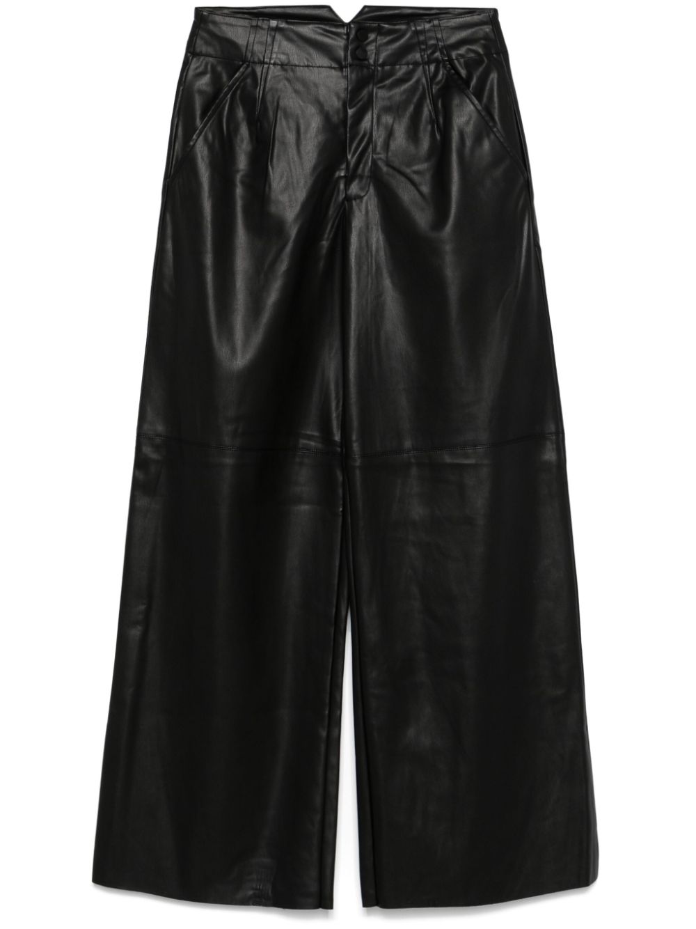 Faux-leather wide-leg trousers - Black