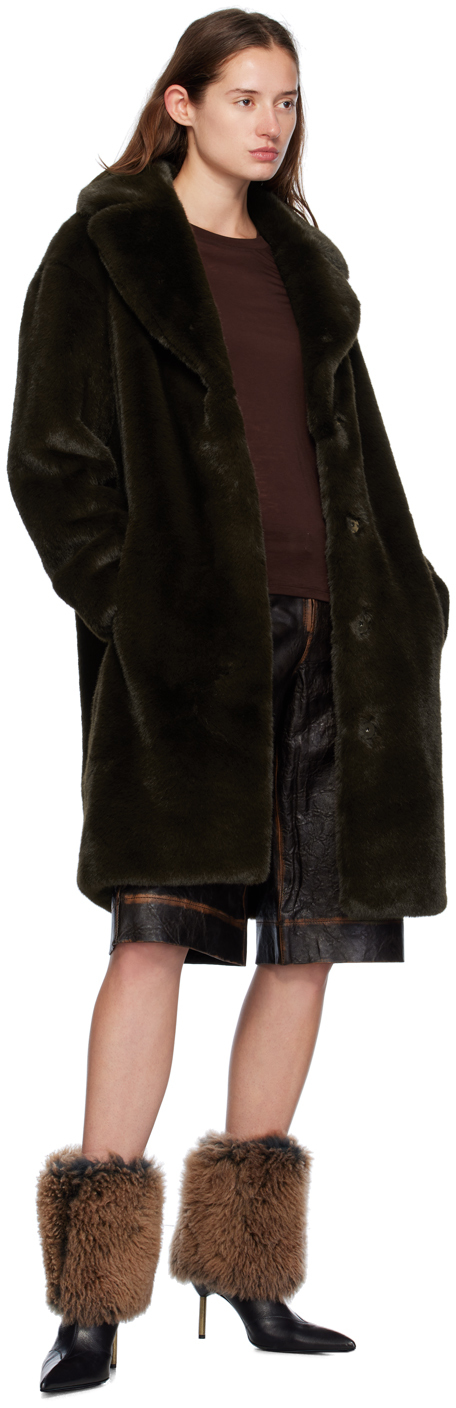Stand Studio Brown Camille Faux-Fur Cocoon Coat