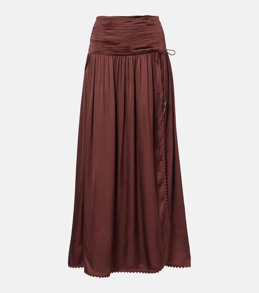 Carla pleated satin maxi skirt