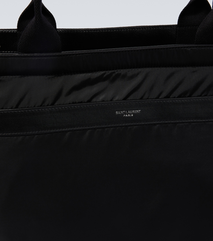 City leather-trimmed tote bag