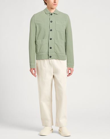 Man Jacket Sage green Size S Cotton, Elastane