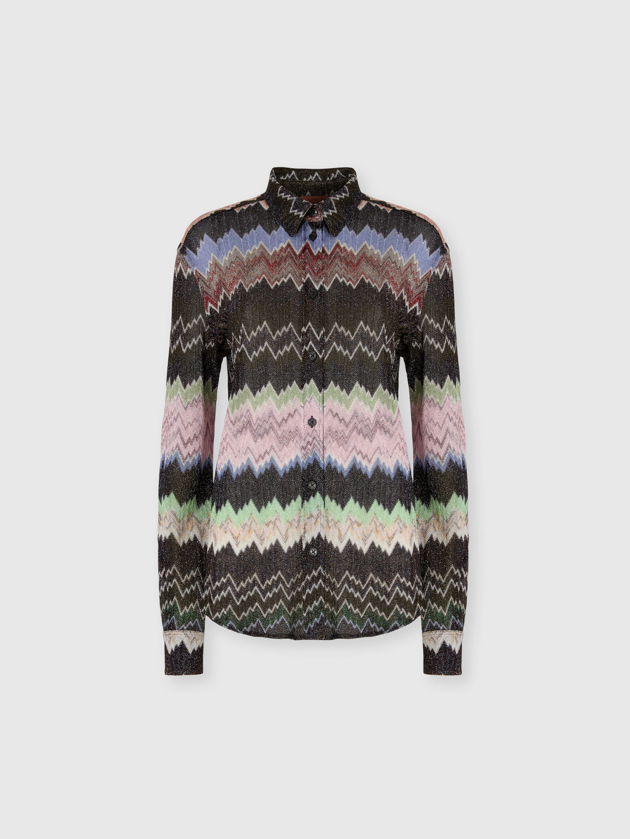 Missoni - Snake-Pattern Viscose Lamé Shirt, Women, Green& Brown