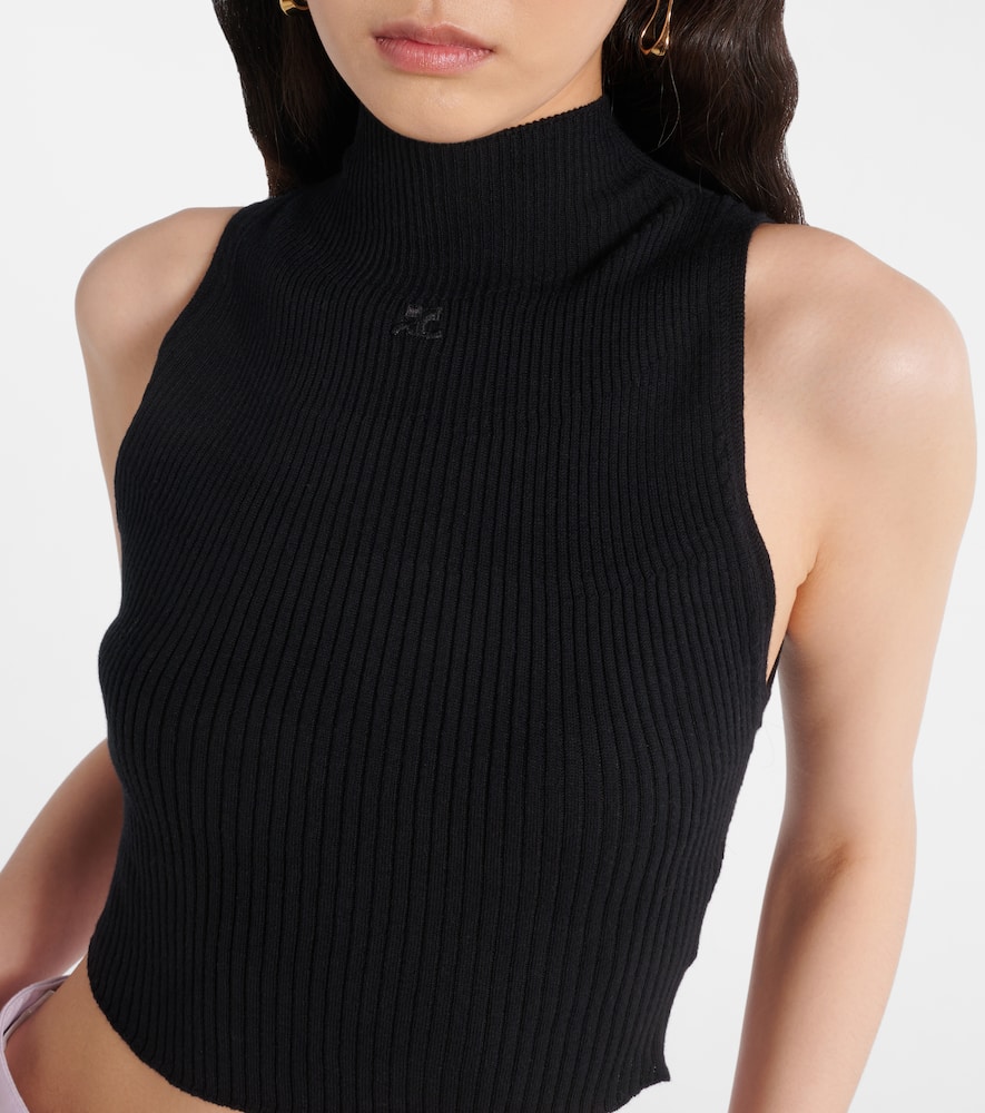 Courrèges Ribbed cotton and wool tank top