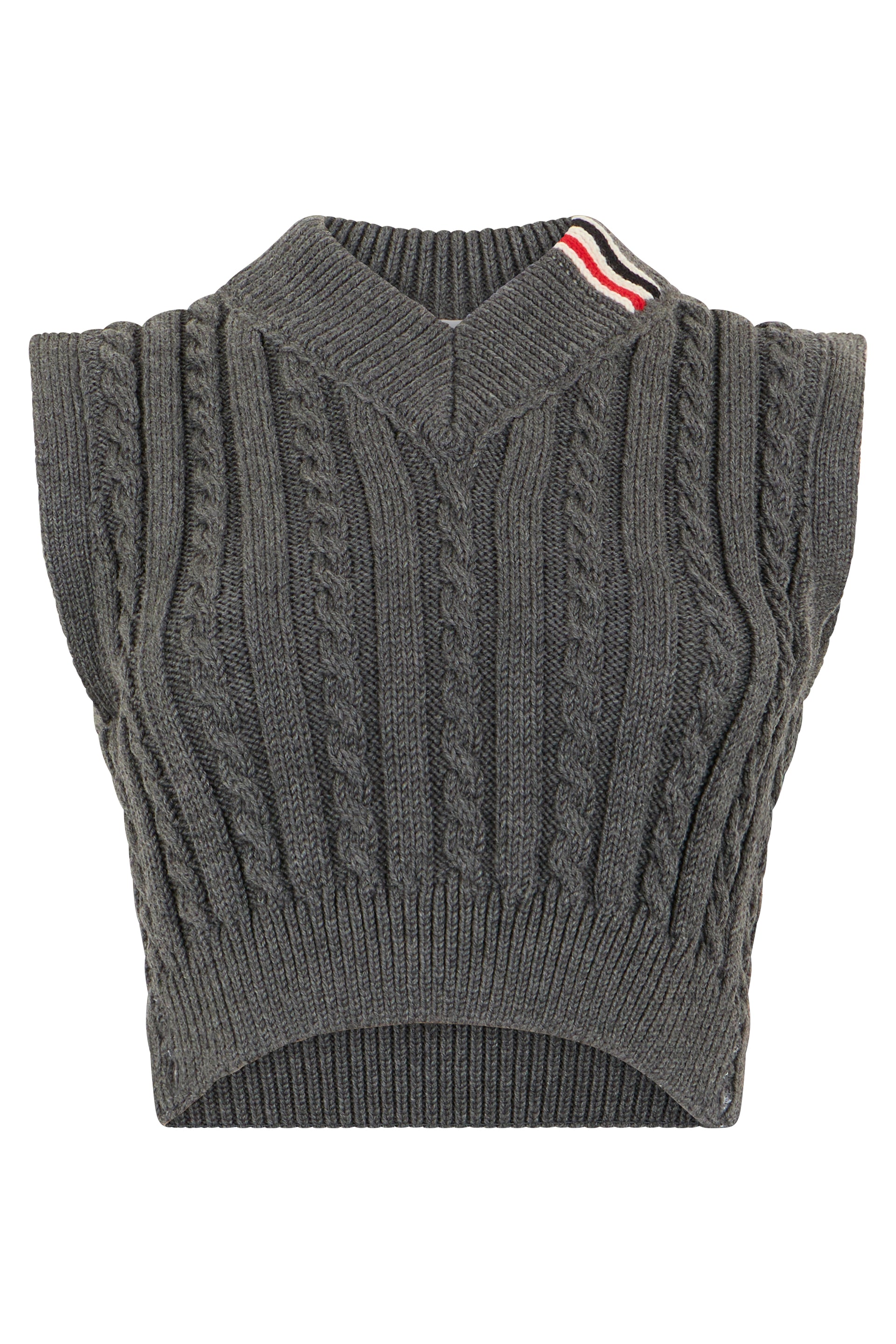 Woven Virgin Wool Mini Vest with Vertical Ribbing