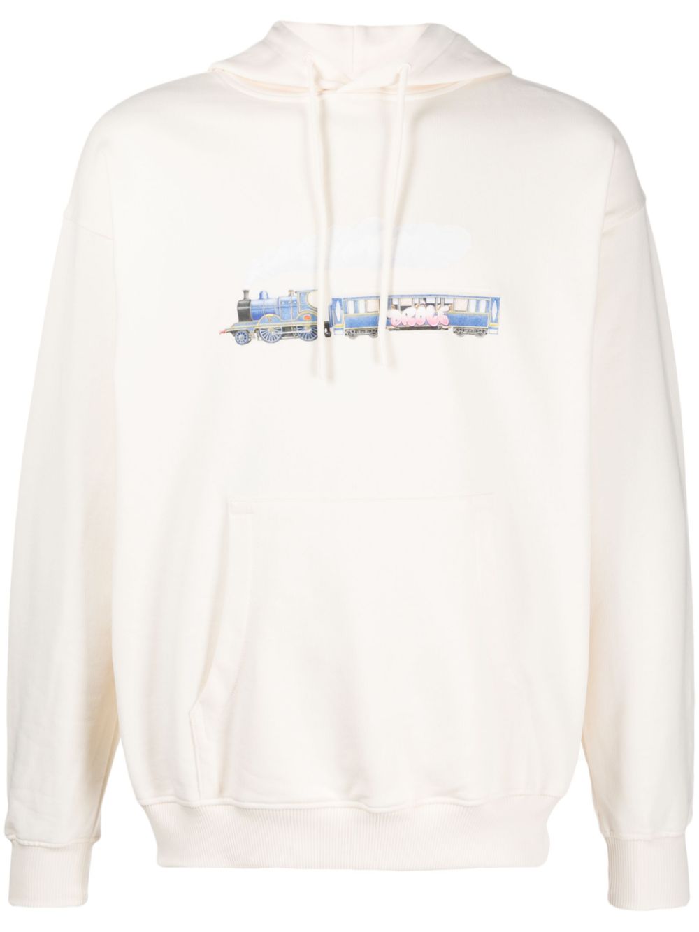 Graphic-print cotton hoodie - Neutrals