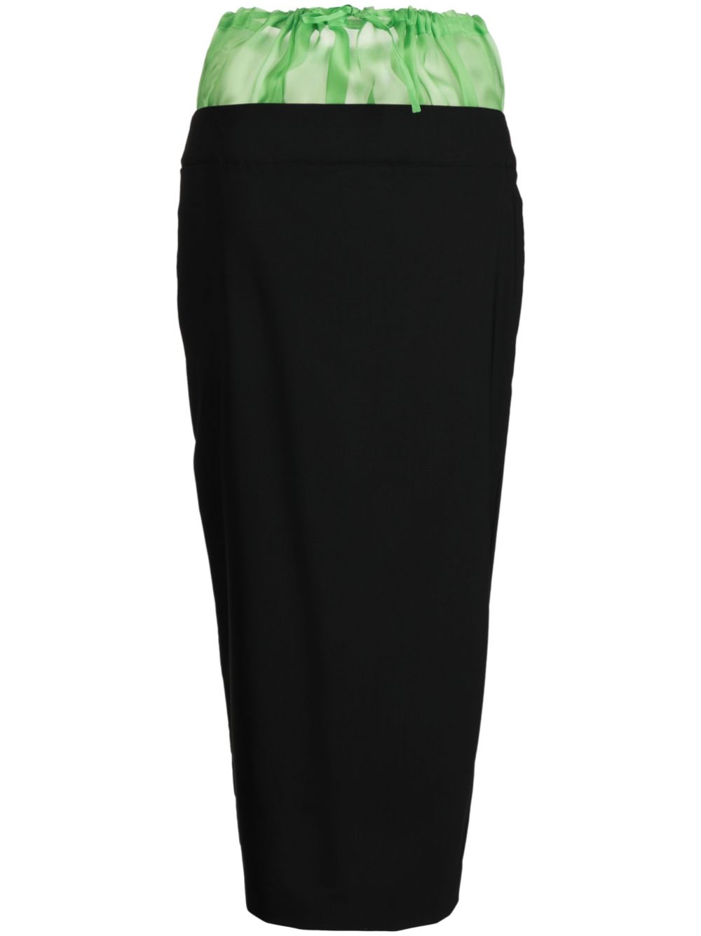 Two-tone drawstring midi skirt - Black