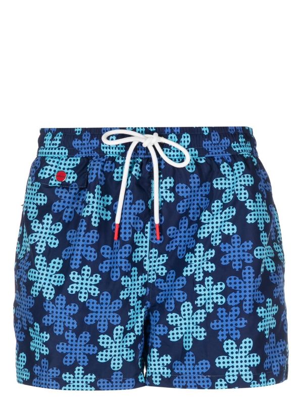 Logo-Print Floral Swim Shorts — Blue