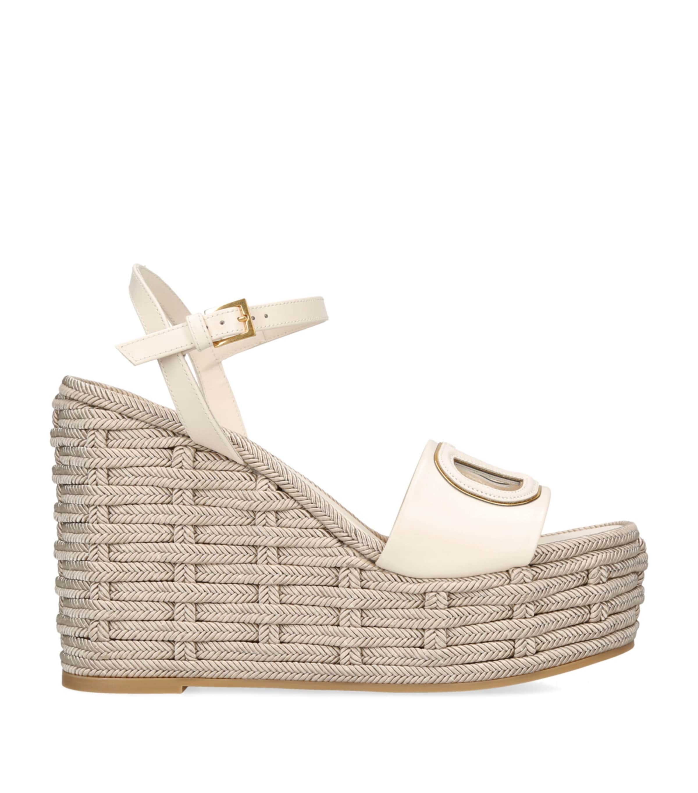 Leather VLogo Espadrille Wedge Sandals 110