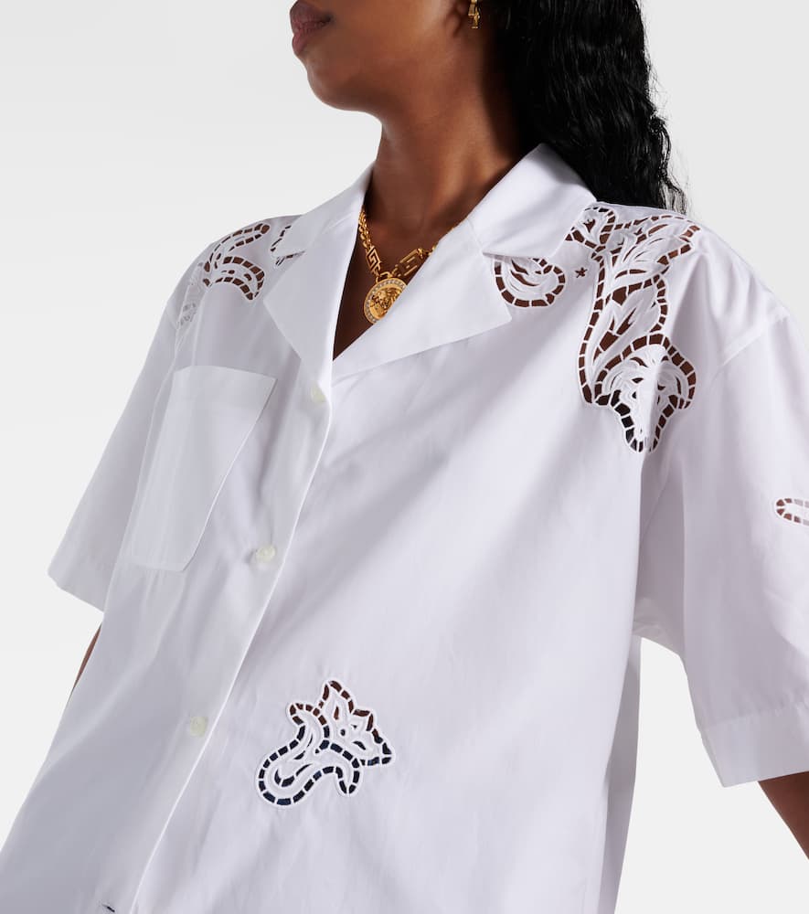 Embroidered cotton poplin bowling shirt