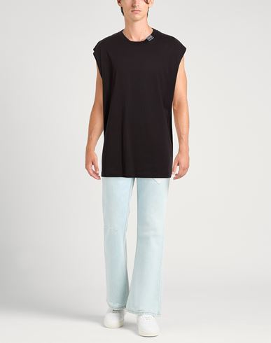 Man Tank top Black Size L Cotton