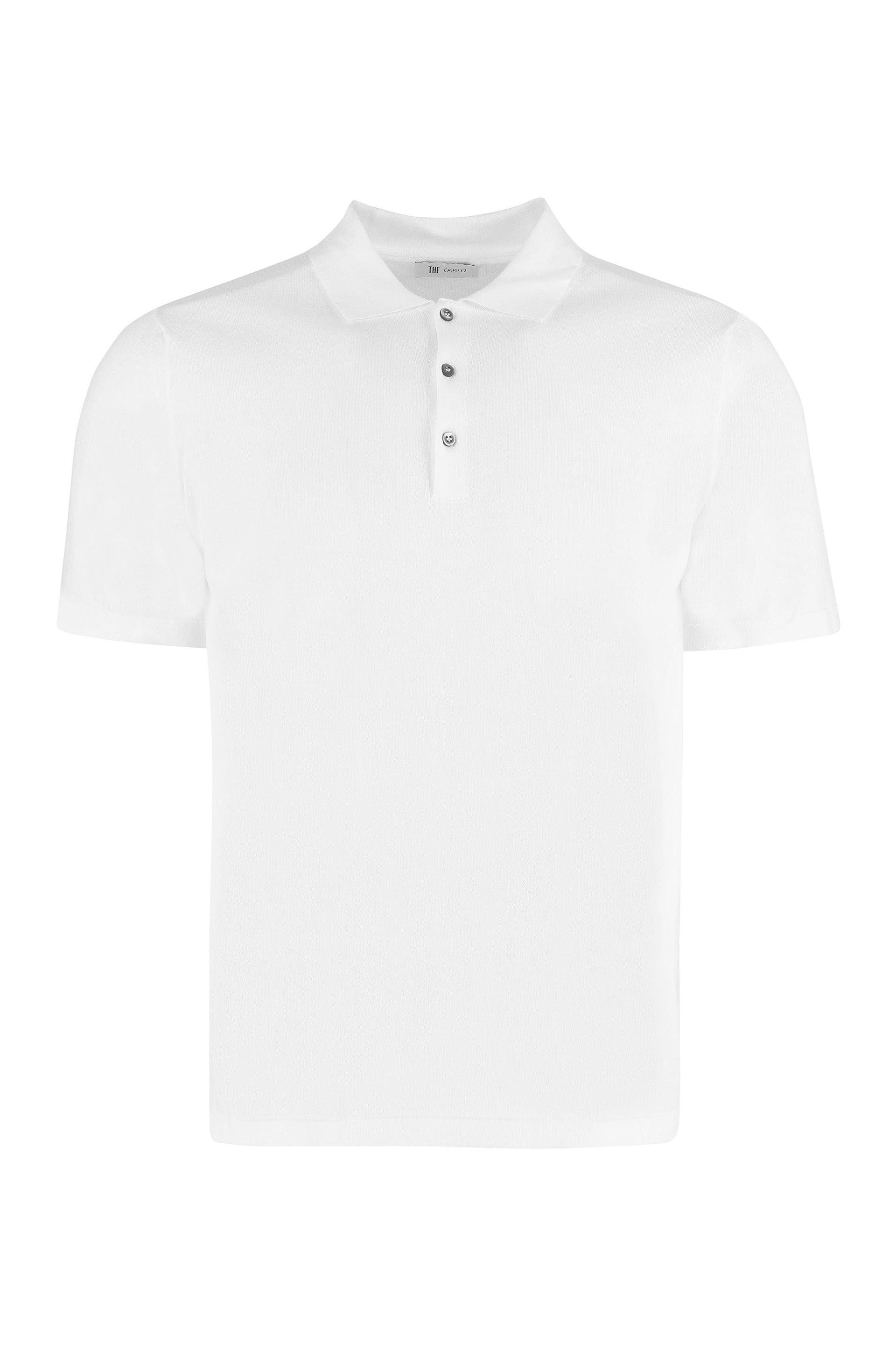 The (alphabet) Cotton Knit Polo Shirt with Side Slits