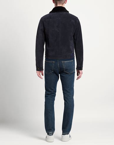 Jacob Cohёn Man Jacket Navy Size 40 Calfskin, Shearling