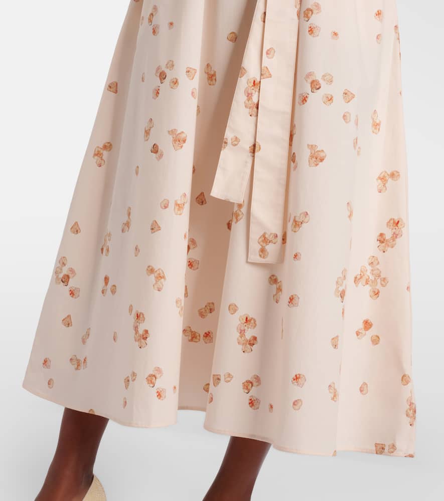 Paulina floral belted cotton-blend midi dress